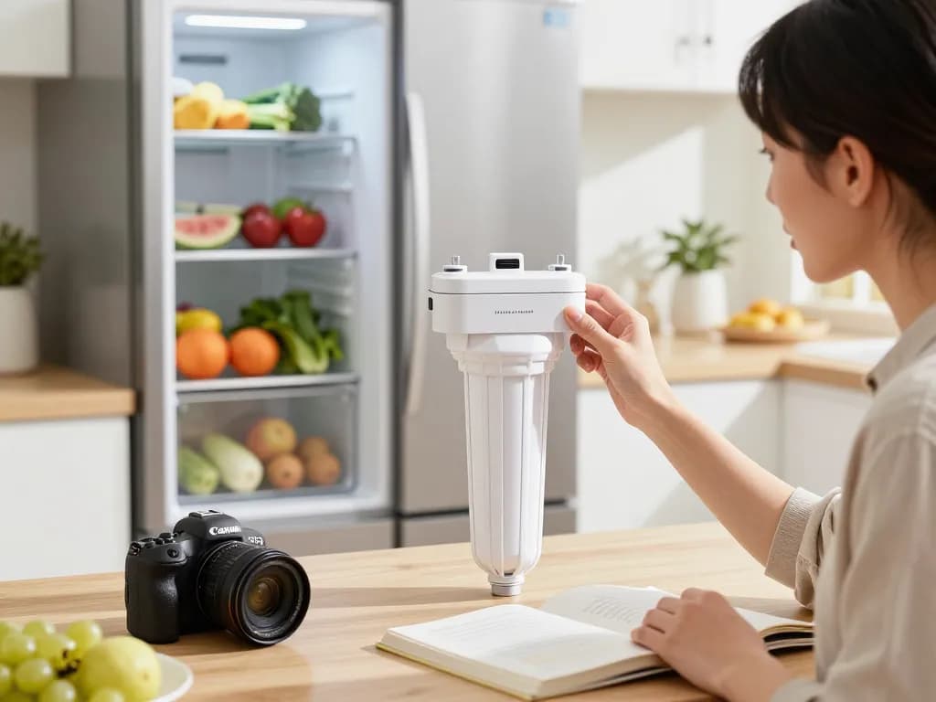 Waterdrop Replacement filter for Frigidaire® & Electrolux® EAFCBF® showcased in modern kitchen highlighting freshness and convenience.