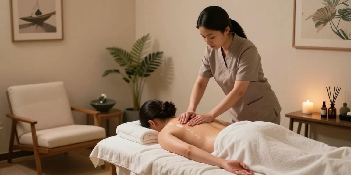 Massage therapy session highlighting Swedish massage techniques in a serene spa setting, promoting relaxation and wellness.