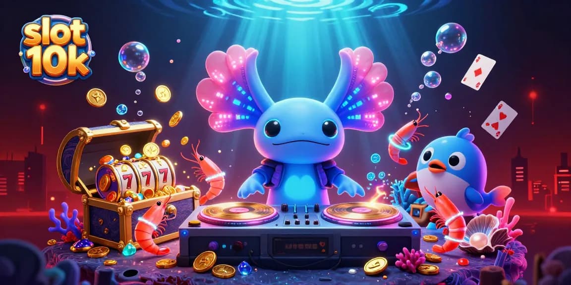 Engage with the vibrant slot 10k scene as characters spin reels and celebrate wins with energy.