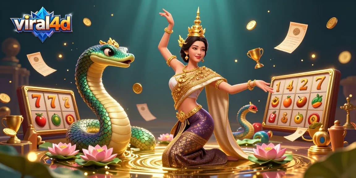 Experience thrilling slots with viral4d featuring traditional dance and vibrant gaming elements in a dynamic scene.