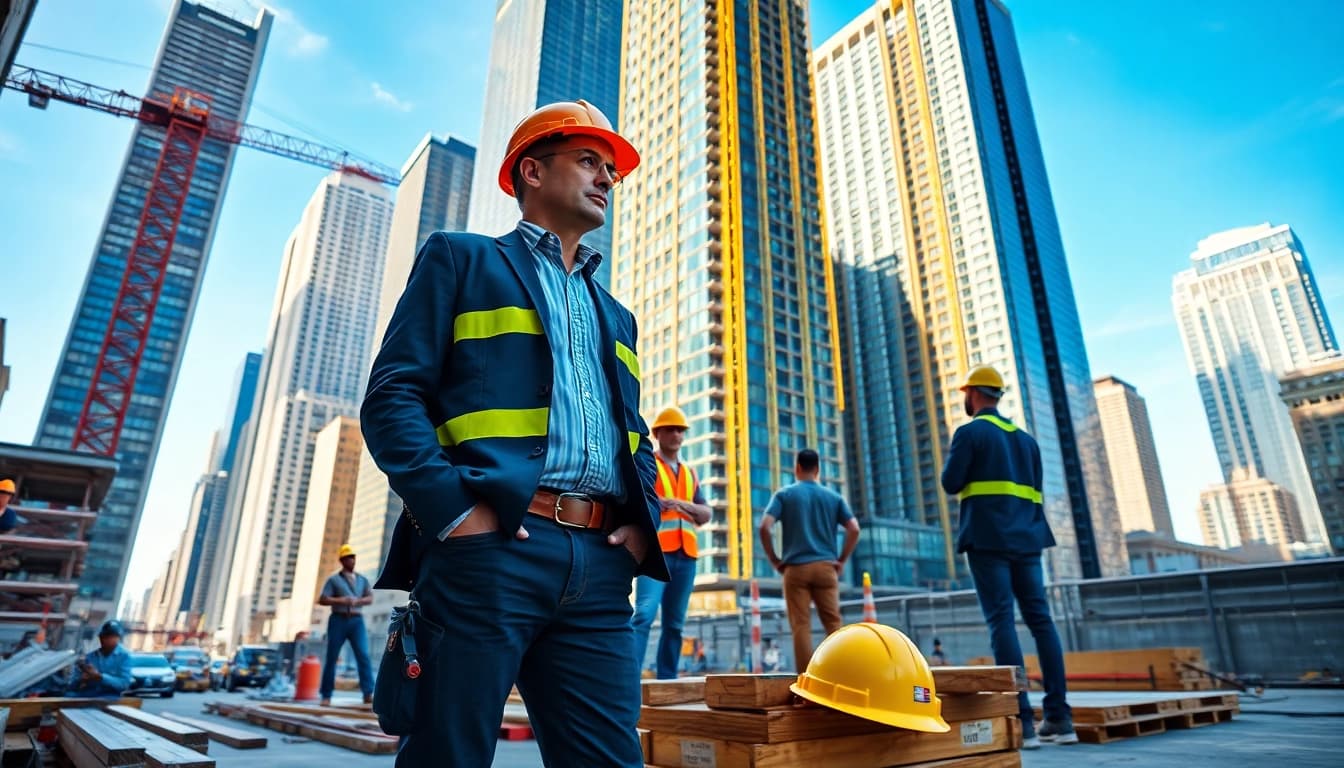 Highlighting a New York City General Contractor at work on a vibrant urban construction site.