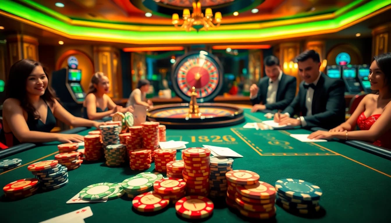 Vivez l'excitation du casino en ligne Français 2026 avec des éléments de jeu vibrants et luxueux.