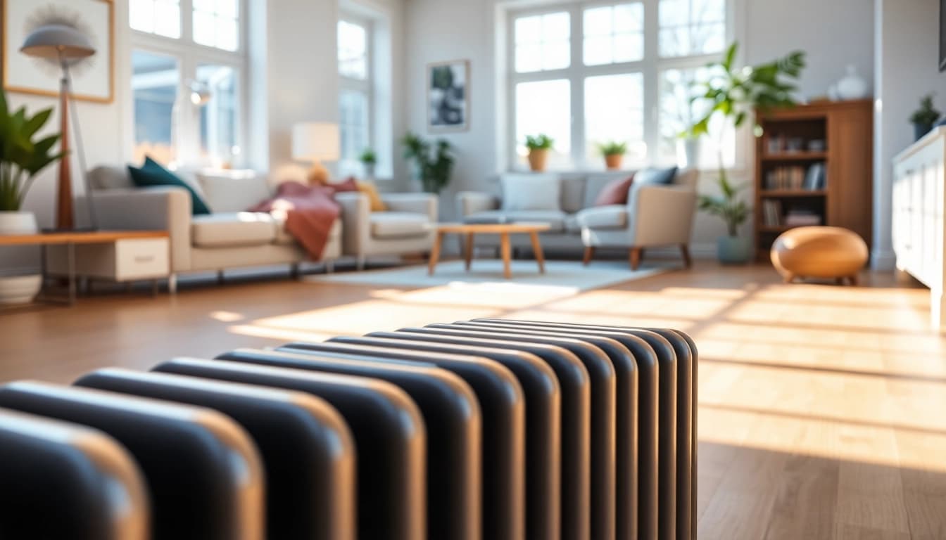 Elegant sonni Heizkörper in a modern living room setting, enhancing warmth and style.