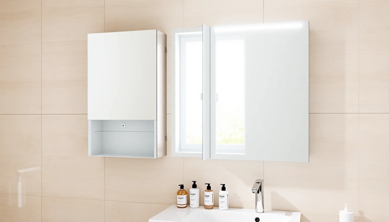 Funktioneller sonni Spiegelschrank mit LED-Beleuchtung und eleganter Designanpassung im Badezimmer.