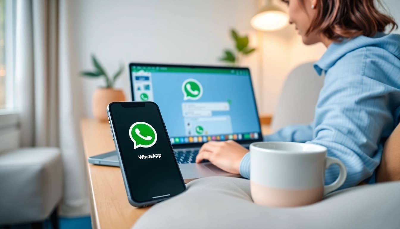 在舒适的工作空间中，通过 快连VPN 使用 WhatsApp Web 实现无缝沟通的活跃用户。