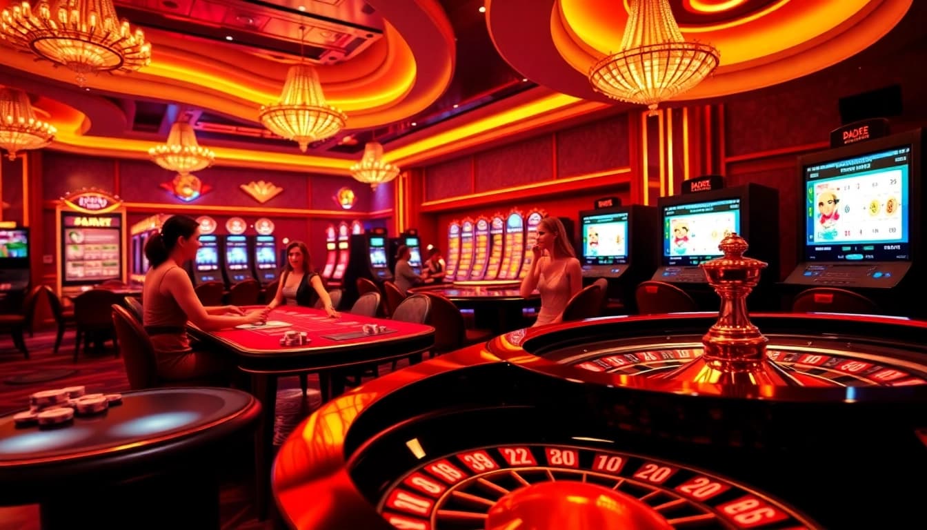 Un moment palpitant dans les casinos en ligne français 2026 avec des joueurs engagés autour d'une table de jeu luxueuse.