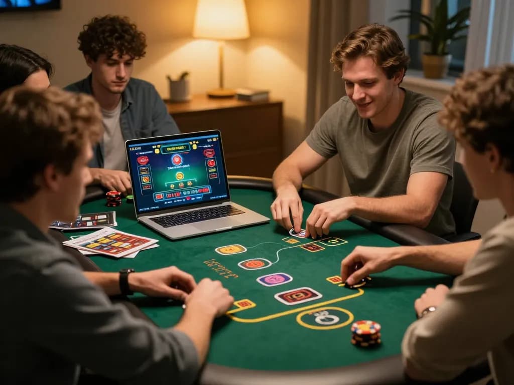 Engaging in strategic online gameplay at situs slot gacor, intense focus on game interface with cozy atmosphere.