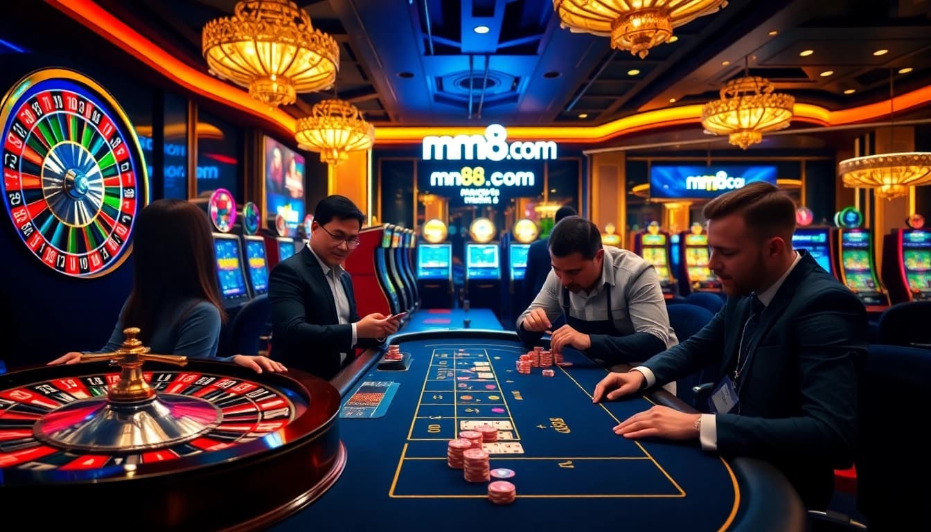 Experience the excitement of mm88 com at a luxury casino table with vibrant games and professional dealers.
