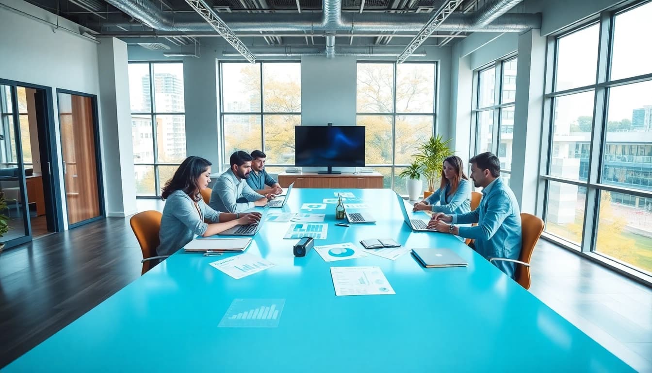 SEO Agency Clearwater team collaborating in a bright, modern office space.
