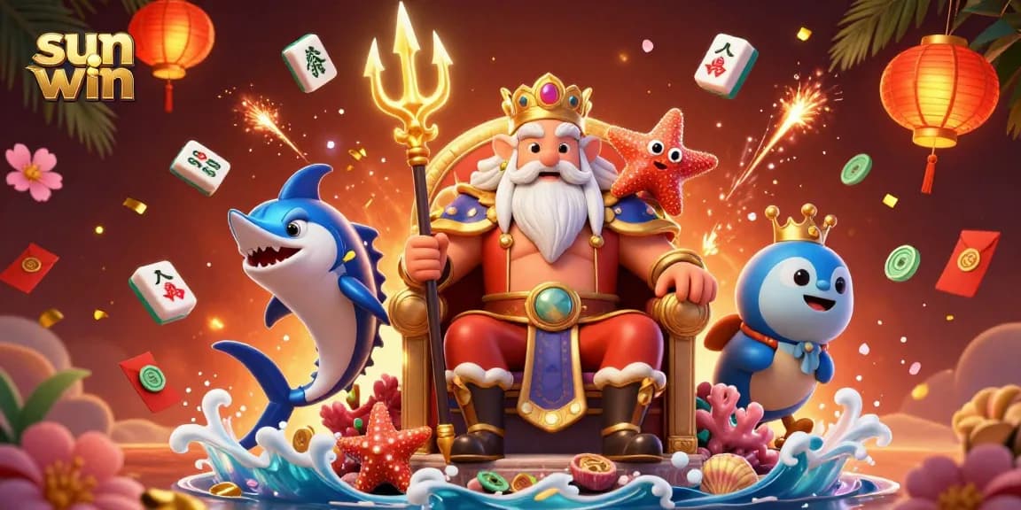 Engage with sun win's online casino world, featuring a dynamic scene of Neptune, symbolizing luck and fortune.