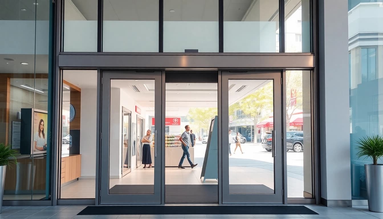 Showcasing Commercial Automatic Doors enhancing storefront accessibility and modern aesthetics.