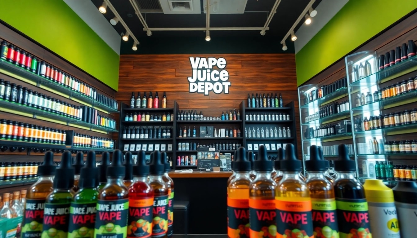 Shop for premium vape products at Vape Juice Depot's vibrant and organized display.