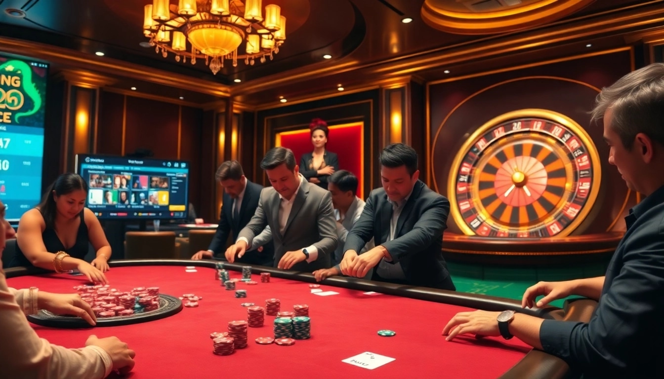 Joueurs captivés à une table de casino luxueuse mettant en avant le casino en ligne Français 2026