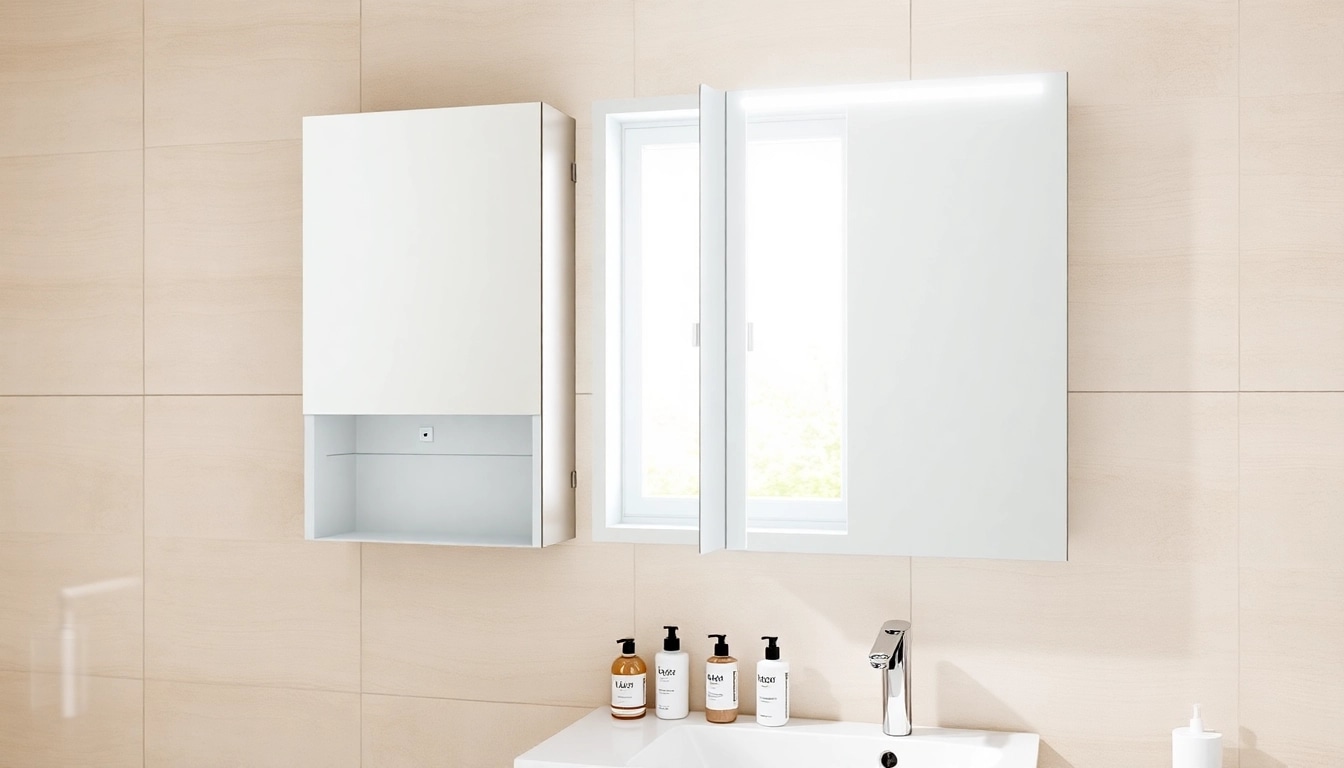 Funktioneller sonni Spiegelschrank mit LED-Beleuchtung und eleganter Designanpassung im Badezimmer.