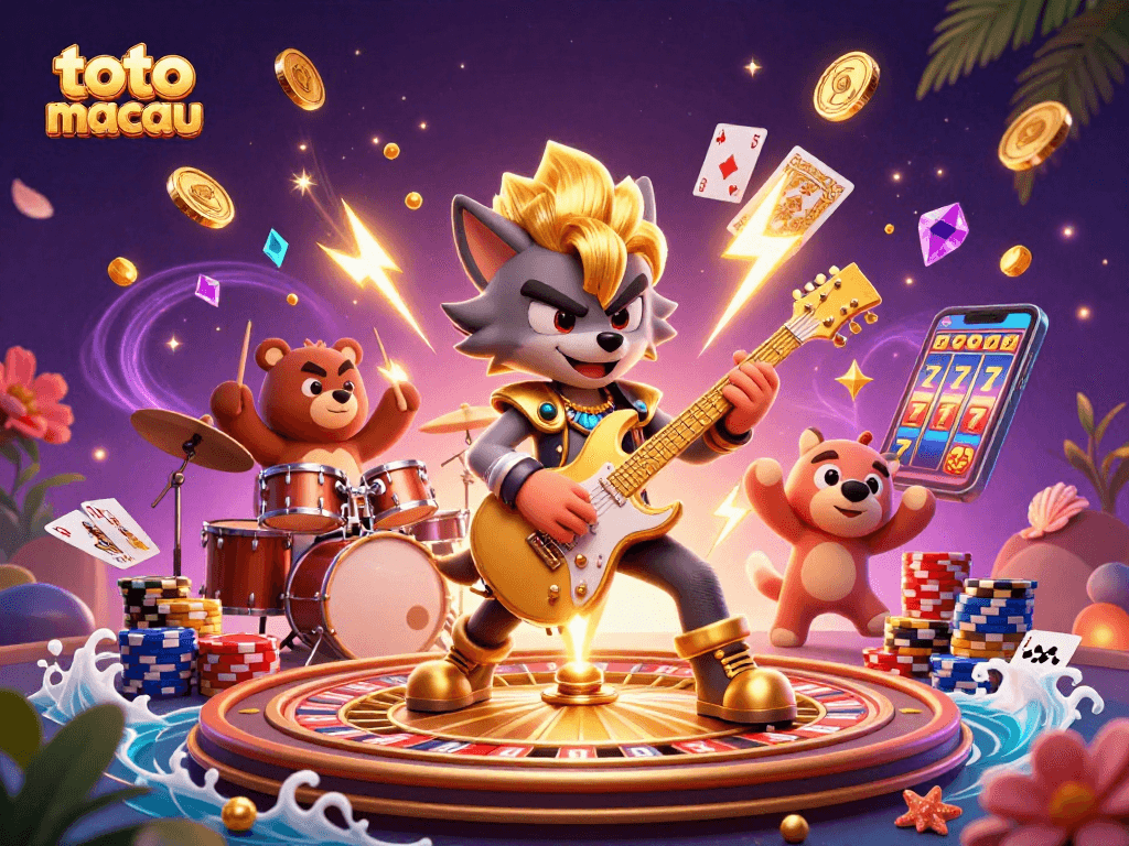 Spin reels to win with toto macau in a vibrant casino scene filled with exciting game elements.