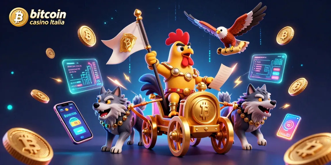 Scopri le opportunità di vincita nei bitcoin casino Italia con un'avvincente illustrazione 3D.