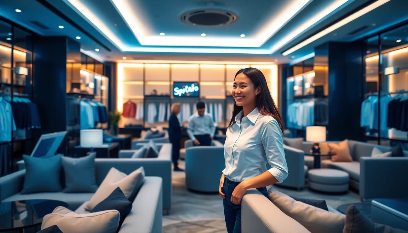 Experience the luxurious ambiance of gdmc.bio's modern shirt room, showcasing style and comfort.