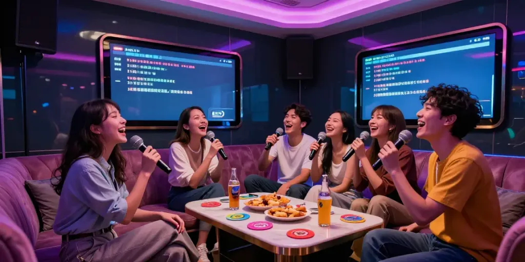 강남의 달토에서 친구들과 함께 노래 부르는 즐거운 순간