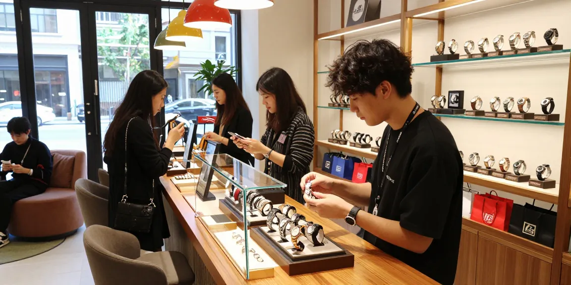 Stunning 시계 레플리카 collection displayed in a luxury urban boutique, inviting shopping experience.