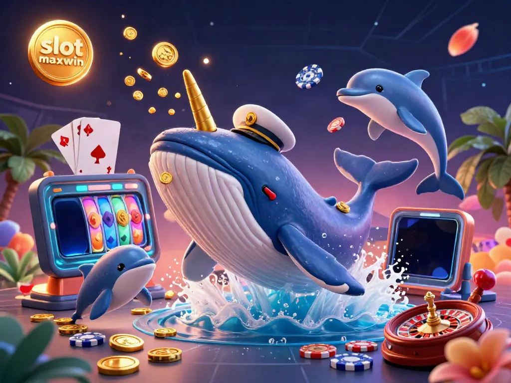 Engage with slot maxwin opportunities in an exciting 3D casino scene with playful characters and vibrant game elements.