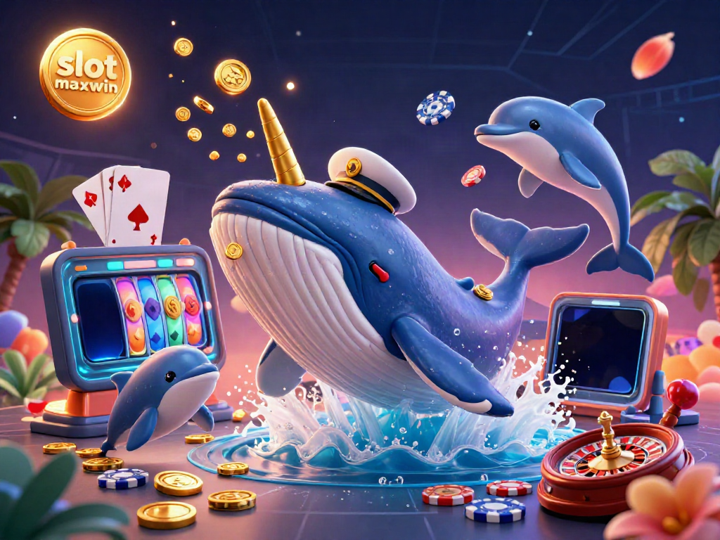Engage with slot maxwin opportunities in an exciting 3D casino scene with playful characters and vibrant game elements.