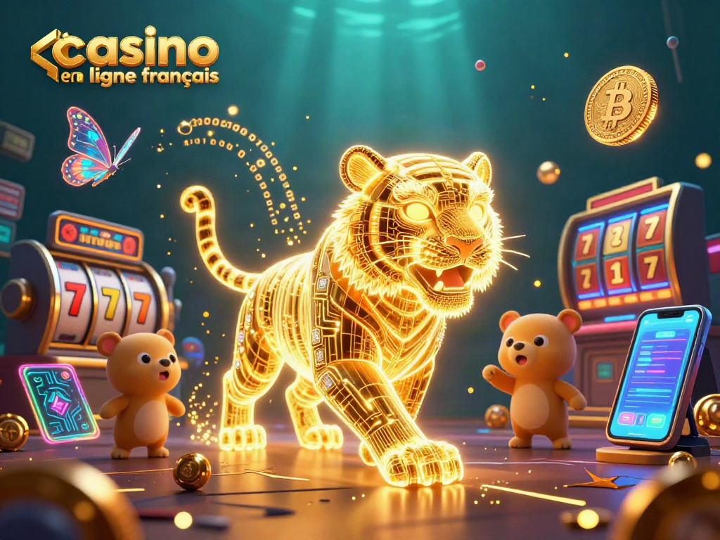 Découvrez les jeux au casino en ligne francais avec un tigre lumineux et des éléments numériques fascinants.