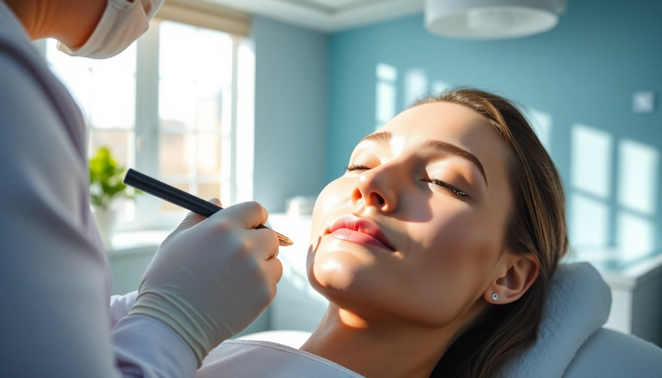 Aesthetic treatments being performed by a skilled practitioner in a modern clinic setting.