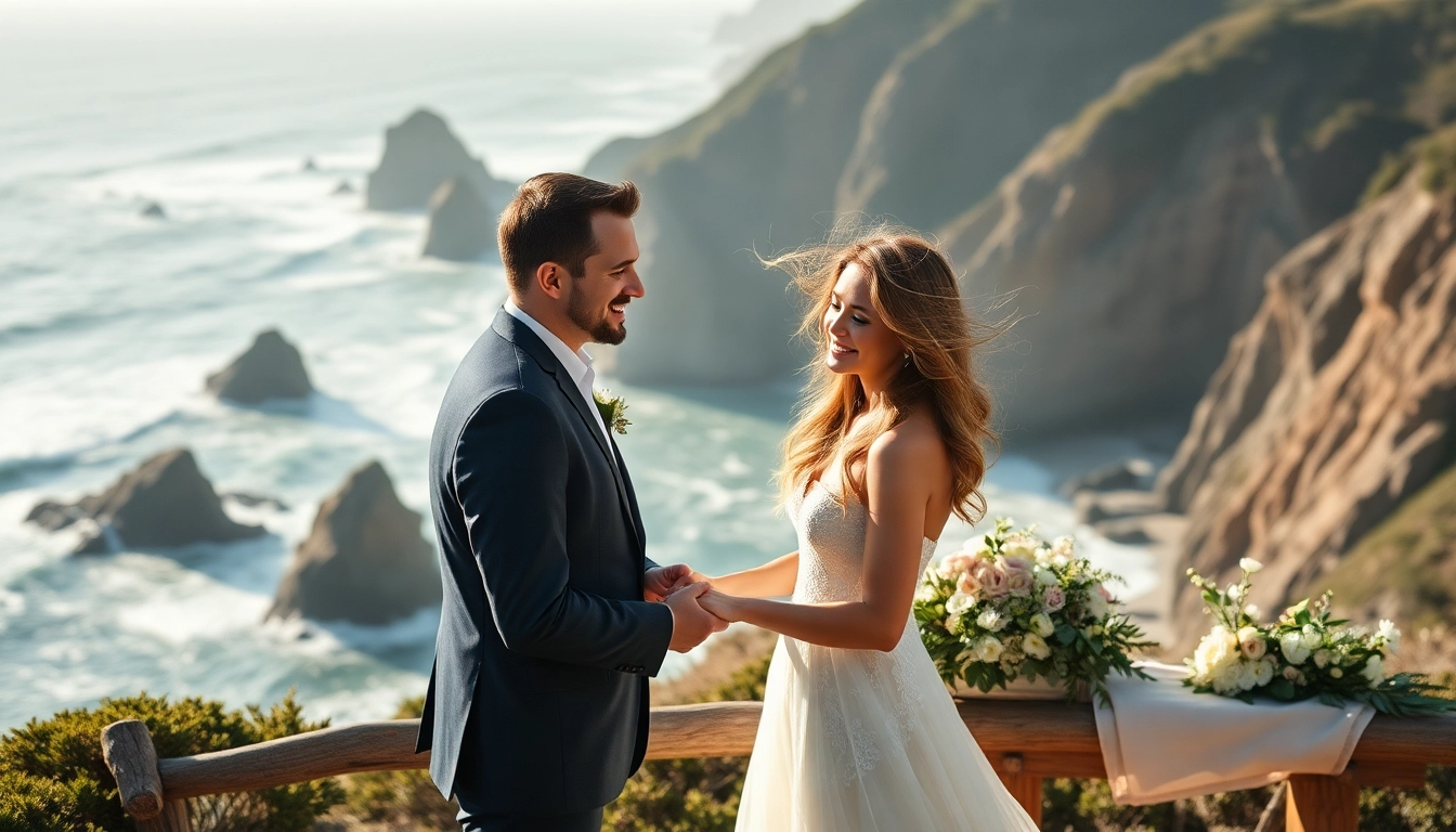 Couple celebrating their Big Sur wedding photography amidst a breathtaking coastal backdrop.