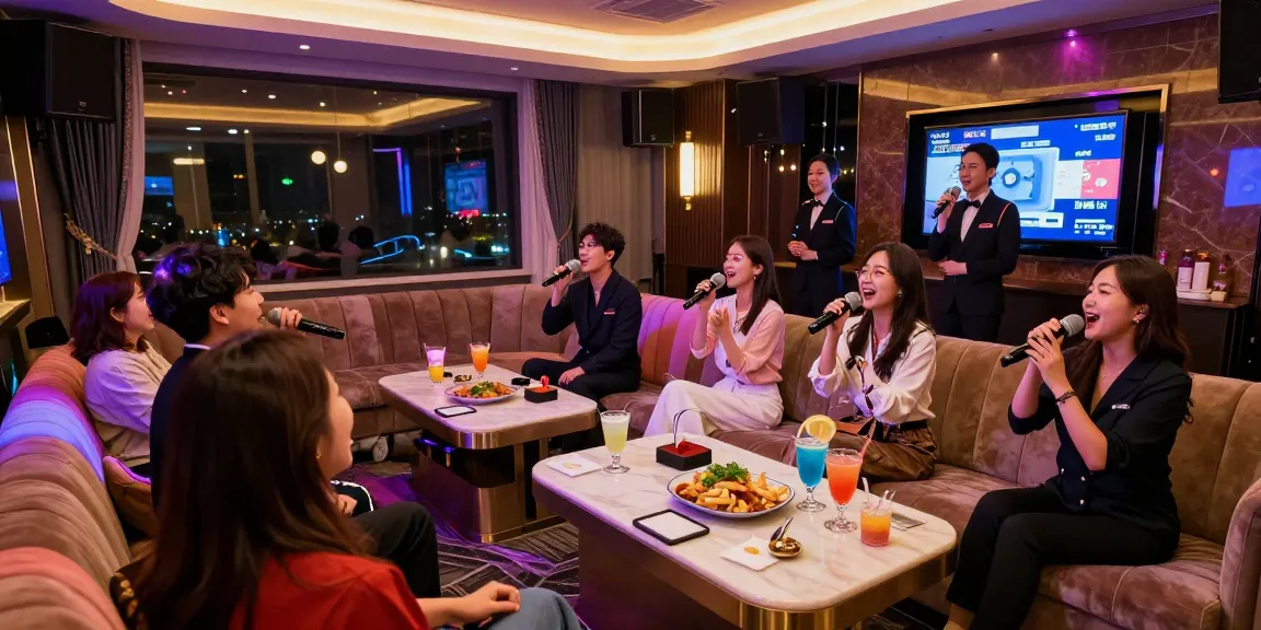 Experience premium 강남가라오케 in a stylish lounge with vibrant decor.