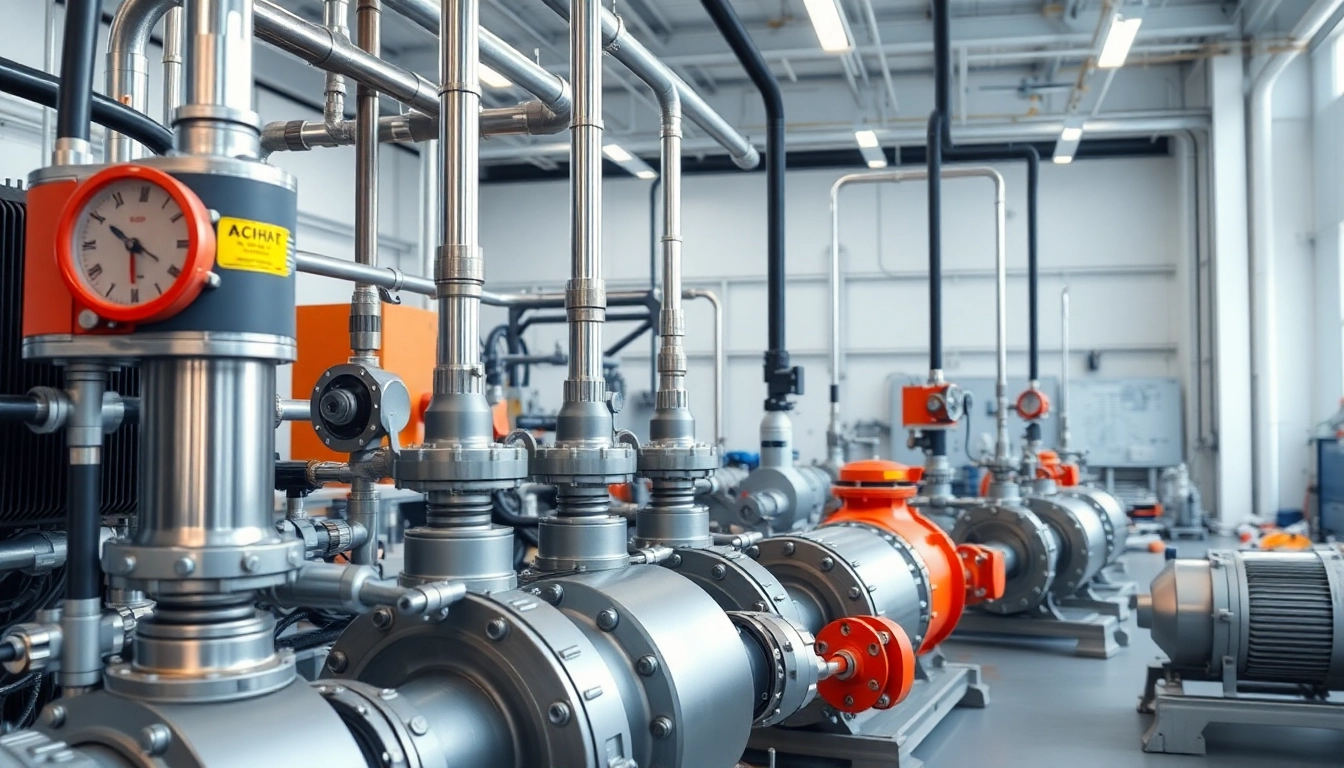 Fluid power systems components showcased in a modern engineering facility with bright lighting.
