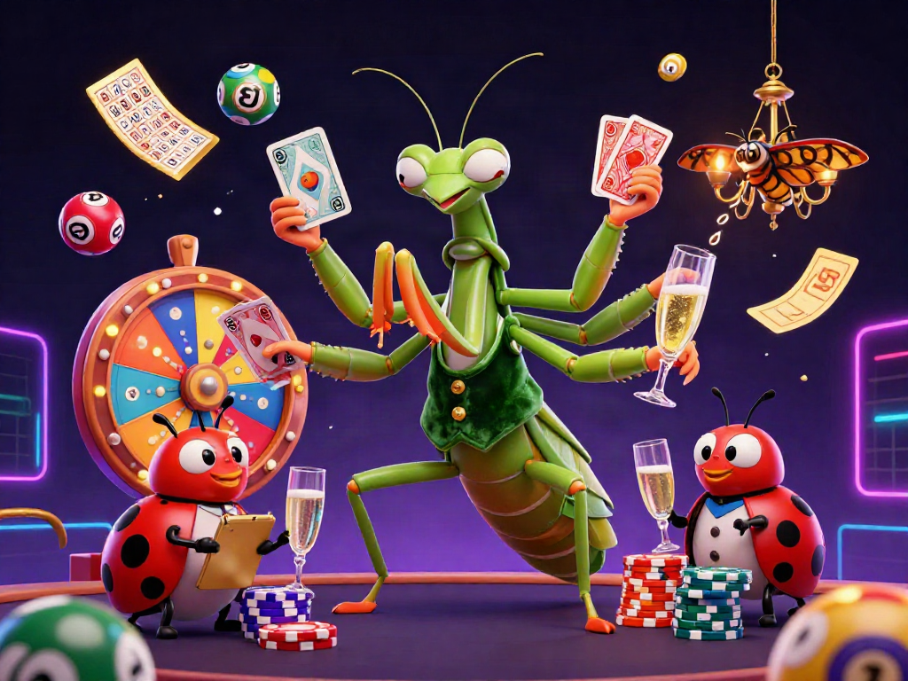Experience the thrill of llwin with a dynamic 3D casino illustration featuring wild characters and vibrant games.