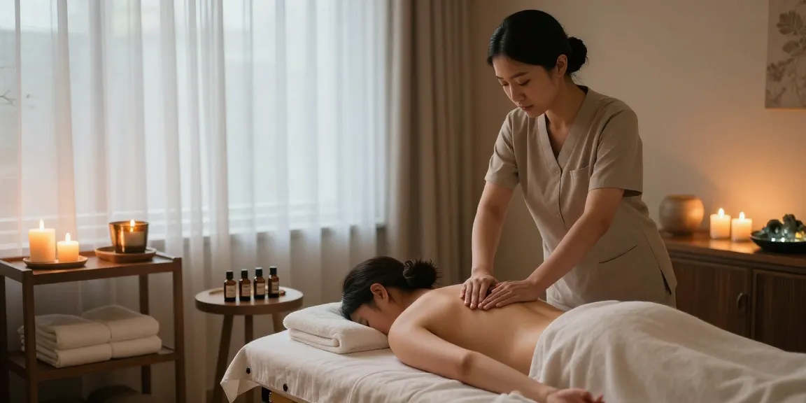 1인샵 Swedish massage therapy room with soothing ambiance and calming elements.