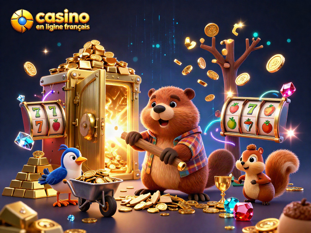 Profitez de l'expérience dynamique de l'animation de casino en ligne français avec des personnages de jeu collectionnant des trésors.