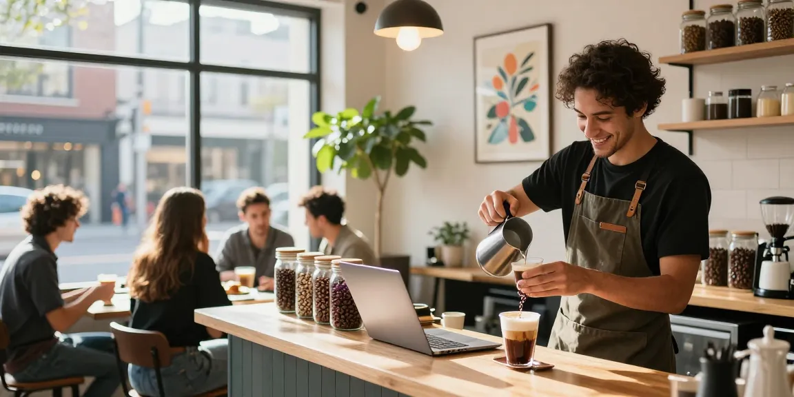 Barista crafting artisanal drinks at a bustling coffee shop highlighting local culture in the context of https://forumup.org/shop/search.php?ca_id=&addr1=&addr2=&addr3=&schKeyword=.