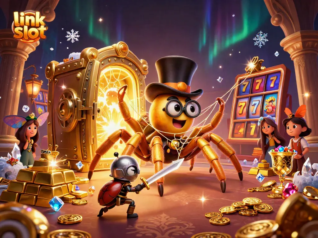 Menangkan permainan slot di link slot dengan ilustrasi menarik karakter kasino 3D.