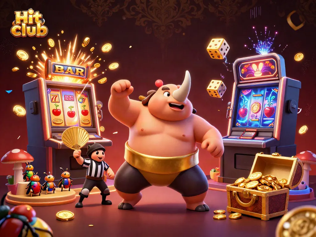 Experience big wins at Hit club with a 3D beetle champion amidst exploding jackpots and casino treasures