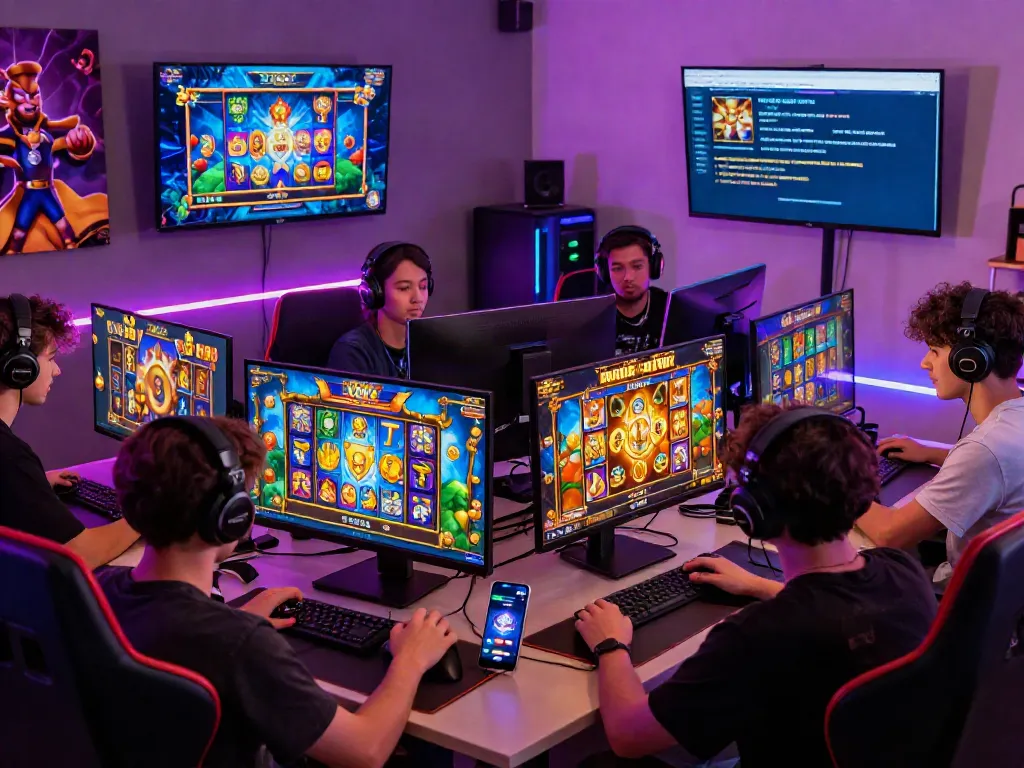 Player celebrating a win on slot gacor hari ini while gaming on desktop and mobile devices in a vibrant online atmosphere.