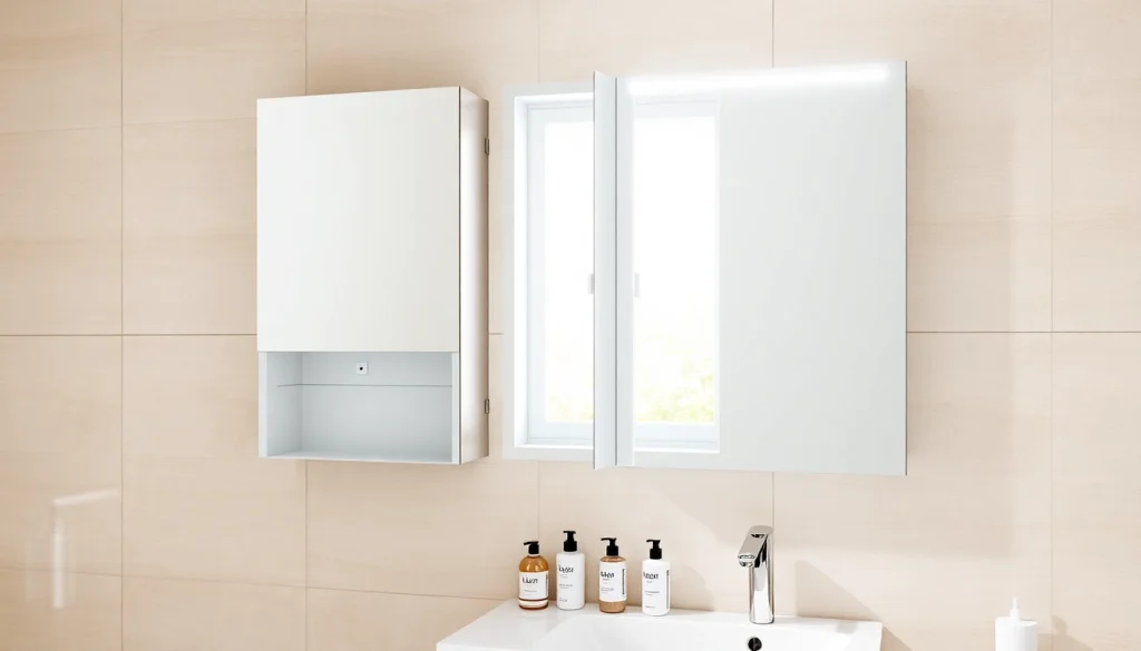 Funktioneller sonni Spiegelschrank mit LED-Beleuchtung und eleganter Designanpassung im Badezimmer.