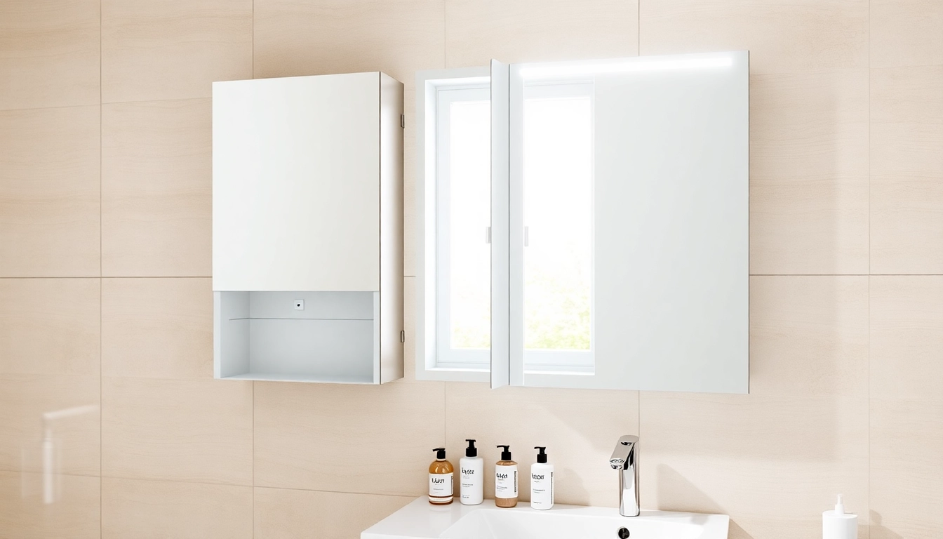 Funktioneller sonni Spiegelschrank mit LED-Beleuchtung und eleganter Designanpassung im Badezimmer.