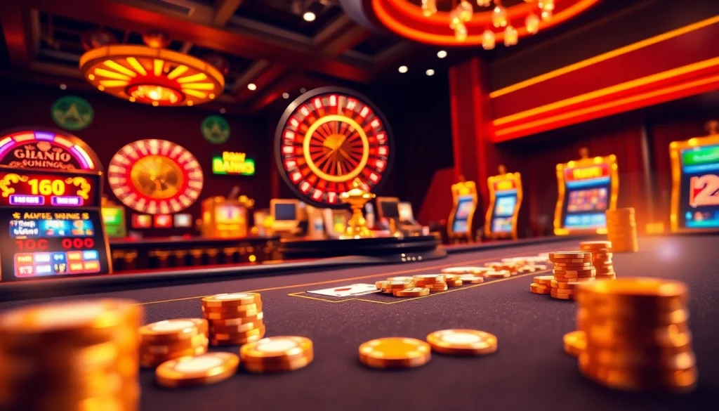 Engage with the exciting world of đá gà 6789 net while enjoying a vibrant casino experience filled with poker chips and roulette wheels.