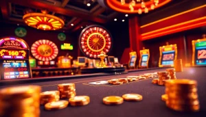 Engage with the exciting world of đá gà 6789 net while enjoying a vibrant casino experience filled with poker chips and roulette wheels.