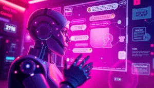 Engaging AI chatbot interaction for sexting AI, showcasing vibrant colors and digital intimacy.