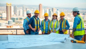 Engaged workers representing southern california contractors association collaborating on a construction project.