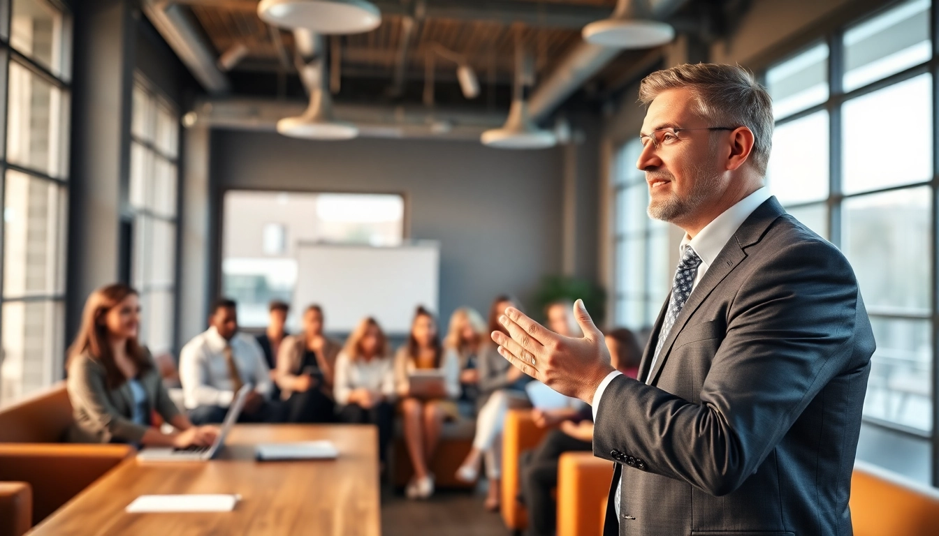 Showcasing founder leadership insights from a business leader at a motivational presentation.