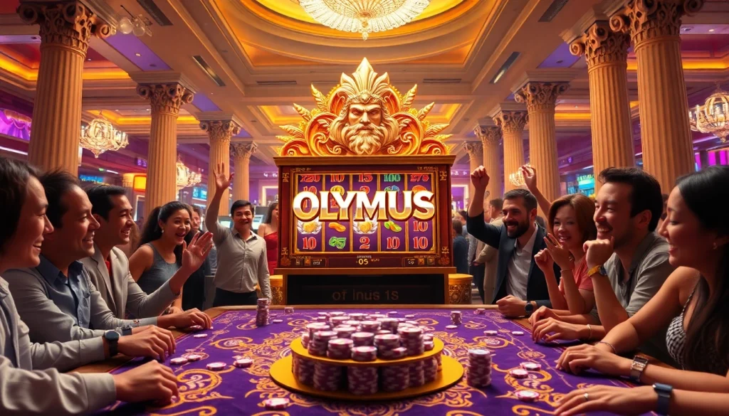 Experience exhilarating wins at the Olympus slot machine amidst a dazzling casino atmosphere.
