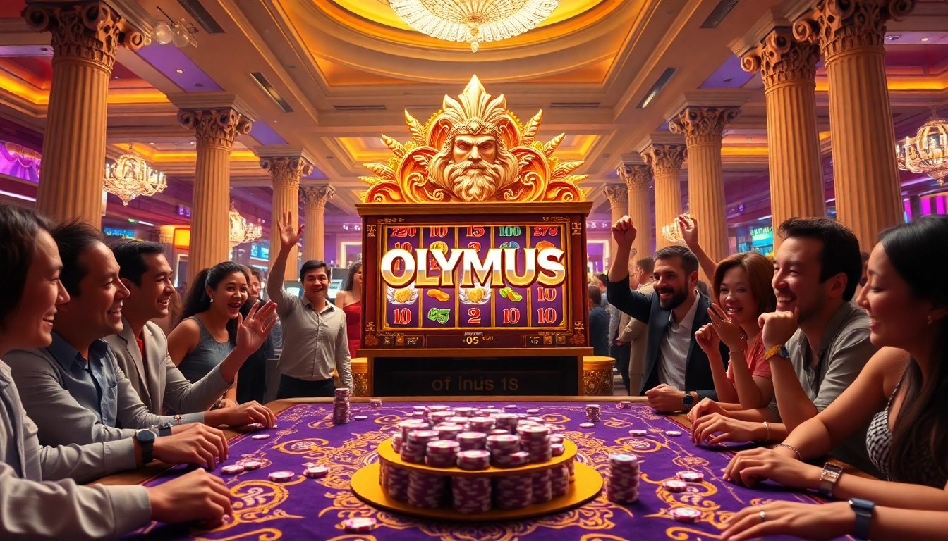 Experience exhilarating wins at the Olympus slot machine amidst a dazzling casino atmosphere.
