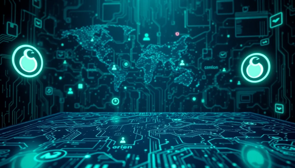 Explore hidden wiki 2026 elements on a digital map interface, showcasing dark web symbols and .onion icons in an inviting atmosphere.