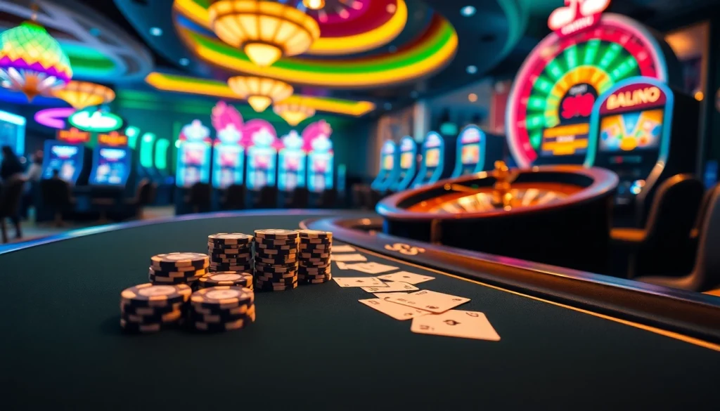 S8 Casino players enjoying a vivid gaming experience at luxurious tables with cards and chips.