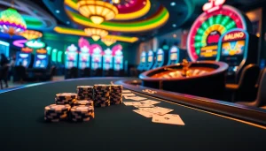 S8 Casino players enjoying a vivid gaming experience at luxurious tables with cards and chips.