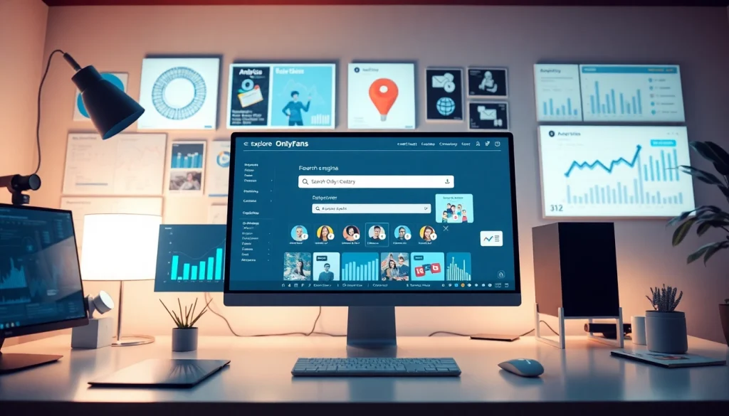 Tools for finding OnlyFans creators displayed on a sleek digital workspace.